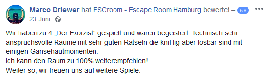 Rezension Escape Room Game Hamburg Exorzist